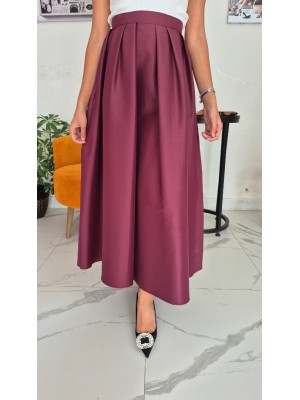 Bordo Renk Cepli Premium İthal Tafta Kumaş Etek