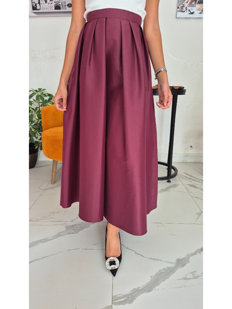 Bordo Renk Cepli Premium İthal Tafta Kumaş Etek