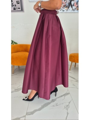 Bordo Renk Cepli Premium İthal Tafta Kumaş Etek