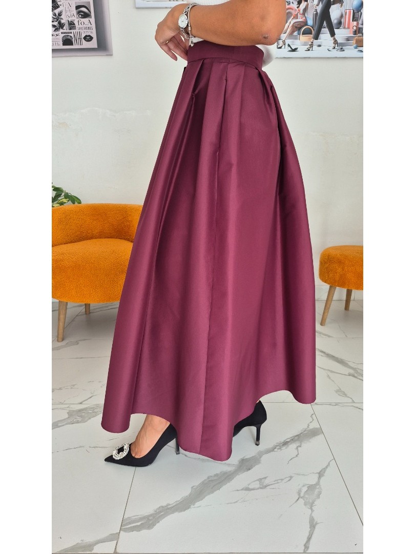 Bordo Renk Cepli Premium İthal Tafta Kumaş Etek