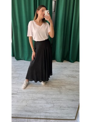 Siyah Renk Astarlı Kloş Kesim Etek